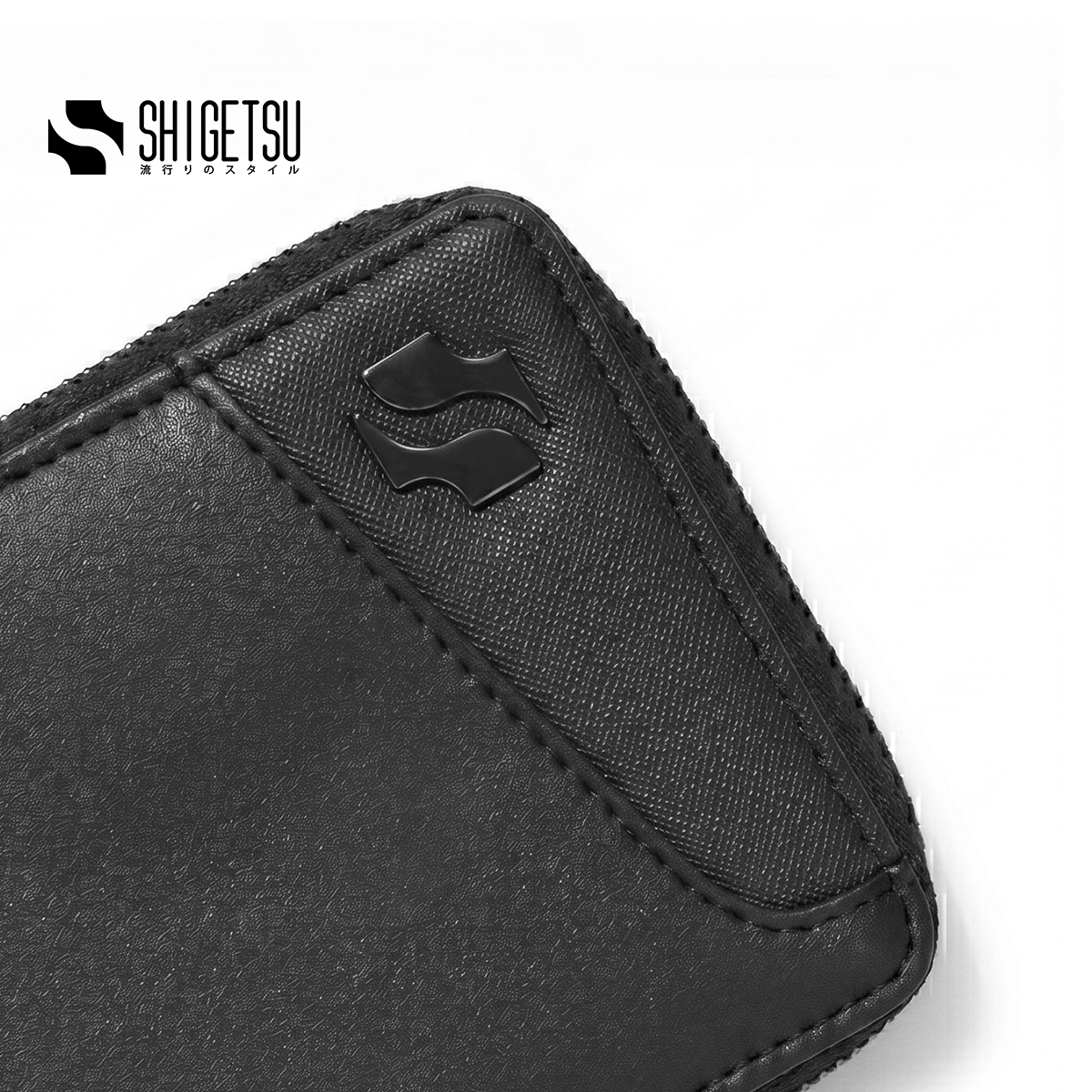 Shigetsu TSUKI Leather Folding Wallet with Attached Flip Pocket for Men