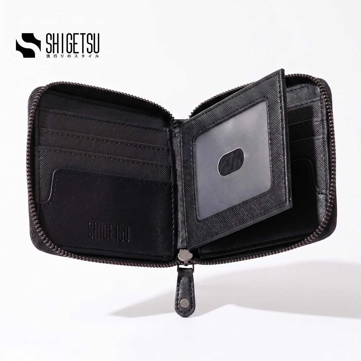Shigetsu TSUKI Leather Folding Wallet with Attached Flip Pocket for Men