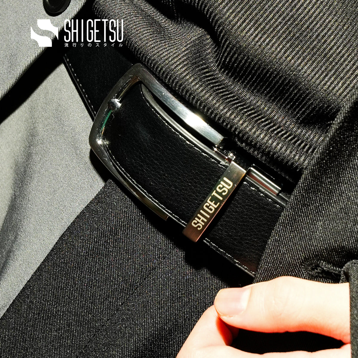 Shigetsu ASAKUCHI Reversible Leather Belt for Men original Buckle Belt