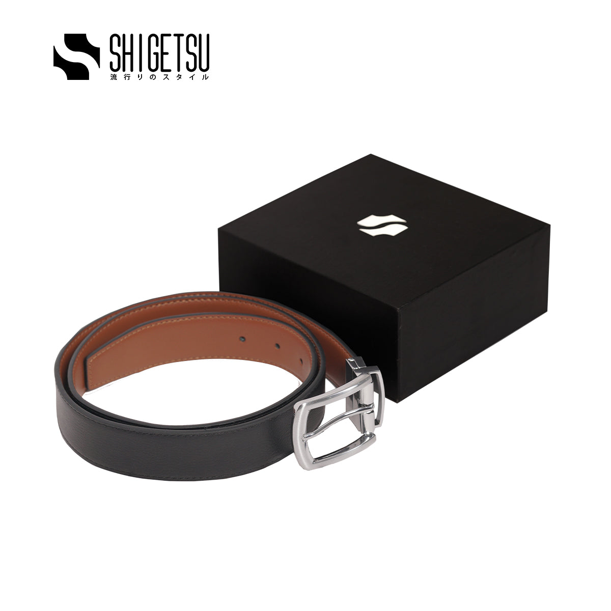 Shigetsu ASAKUCHI Reversible Leather Belt for Men original Buckle Belt